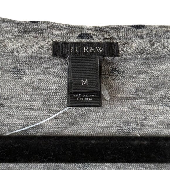 NWOT J Crew 100% Linen Polka Dot 3/4 Sleeve Baseball Tee Shirt Blue/Gray- Medium - Picture 4 of 5